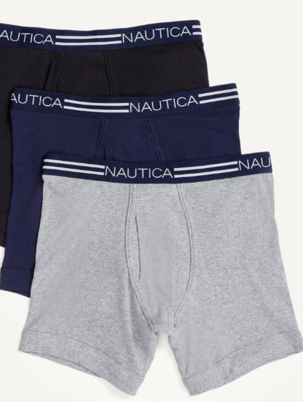 Nautica Navy Boxer Briefs with Red/White Pattern & Blue And Gray Solid Color - 4